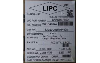 Lenovo 5N21Q49844 Keyboard Internal, Norwegian, Black, Backlight, w/Number