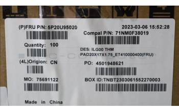 Lenovo 5P20U95020 M.2 2280 G3 SSD Thermal Pad