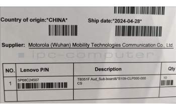 Lenovo 5P68C24507 TB351F Aud_Sub-board&*S109-CLP000-000 CS