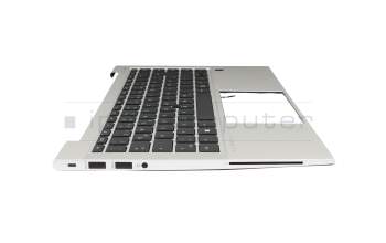 6037B0162004 original HP keyboard incl. topcase DE (german) black/silver with backlight and mouse-stick