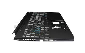 71NJ22BO018 original Compal keyboard incl. topcase DE (german) black/black with backlight (Connection cable 16mm)