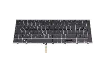 7H2280 original HP keyboard DE (german) dark grey/grey with backlight and mouse-stick