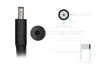 AC-adapter 45.0 Watt slim original for Dell Inspiron 13 2in1 (7373)