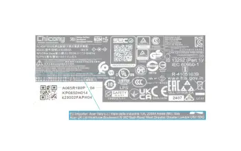 Acer ChromeBox CXI original AC-adapter 65.0 Watt