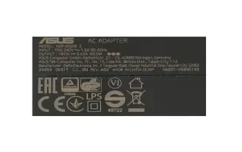 Asus Transformer Book Flip TP300L original AC-adapter 65.0 Watt EU Wallplug normal