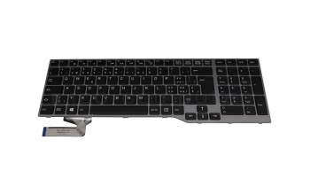 CP629317-XX original Fujitsu keyboard CH (swiss) black/silver with backlight