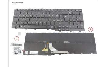 Fujitsu CP842255-XX KEYBOARD BLACK W/ BL SWISS (NEW_FN)