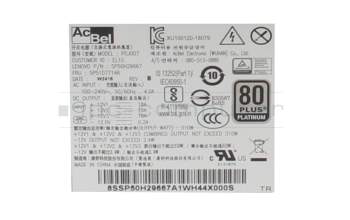 Desktop-PC power supply 310 Watt Small-Form-Faktor (SFF) original for Lenovo ThinkStation P340 (30DM)