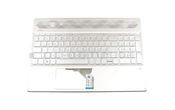 EBG7B015010-1 original HP keyboard incl. topcase DE (german) silver/silver with backlight (UMA graphics)