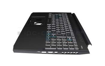 EC33H000400 original Acer keyboard incl. topcase DE (german) black/white/black with backlight (Connection cable 29mm)