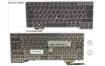 Fujitsu FUJ:CP690943-XX KEYBOARD BLACK W/ TS HUNGARY