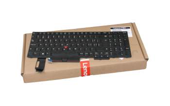 Keyboard CH (swiss) black/black with mouse-stick original suitable for Lenovo ThinkPad E585 (20KV)