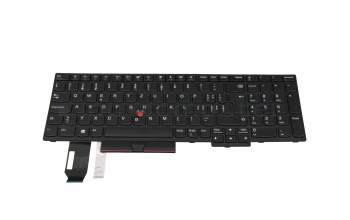 Keyboard CH (swiss) black/black with mouse-stick original suitable for Lenovo ThinkPad E585 (20KV)