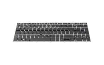 Keyboard CH (swiss) black/silver with backlight and mouse-stick original suitable for HP ZBook 15 G5