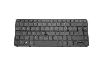 Keyboard DE (german) black/black matte with backlight and mouse-stick original suitable for HP Elitebook 850 G1