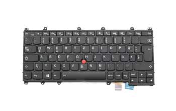 Keyboard DE (german) black/black matte with backlight and mouse-stick original suitable for Lenovo ThinkPad Yoga 260 (20FD/20FE)