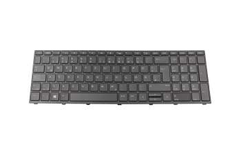 Keyboard DE (german) black/black matte with backlight with numpad original suitable for HP ProBook 470 G5