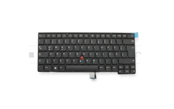 Keyboard DE (german) black/black matte with mouse-stick original suitable for Lenovo ThinkPad L470 (20J4/20J5)