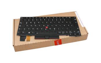 Keyboard DE (german) black/black with backlight and mouse-stick original suitable for Lenovo ThinkPad L13 Gen 2 (21AC)