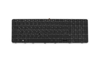 Keyboard DE (german) black/grey with backlight and mouse-stick original suitable for HP ZBook 15u G3