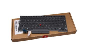 Keyboard DE (german) black/grey with backlight and mouse-stick original suitable for Lenovo ThinkPad T14 Gen 2 (20XK/20XL)