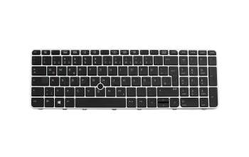 Keyboard DE (german) black/silver matt with backlight and mouse-stick original suitable for HP EliteBook 755 G3