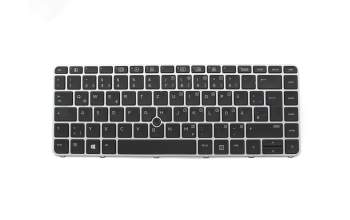 Keyboard DE (german) black/silver matt with mouse-stick original suitable for HP EliteBook 840 G4