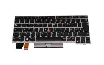 Keyboard DE (german) black/silver with backlight and mouse-stick original suitable for Lenovo ThinkPad L13 Yoga Gen 2 (20VL/20VK)