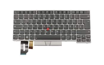Keyboard DE (german) black/silver with backlight and mouse-stick original suitable for Lenovo ThinkPad P43s (20RH/20RJ)