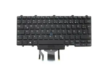 Keyboard DE (german) black with backlight and mouse-stick (dual point/track pointer lighting) suitable for Dell Latitude 14 (E7450)