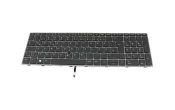 Keyboard DE (german) dark grey/grey with backlight and mouse-stick suitable for HP ZBook Fury 15 G8