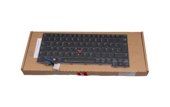 Keyboard DE (german) grey/black with backlight and mouse-stick original suitable for Lenovo ThinkPad P14s G3 (21AK/21AL)