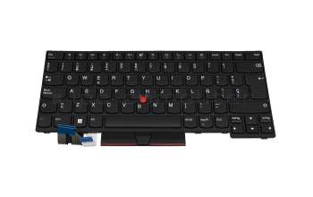 Keyboard SP (spanish) black/black with mouse-stick original suitable for Lenovo ThinkPad P14s Gen 2 (21A0/21A1)