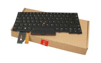 Keyboard UK (english) black/black with backlight and mouse-stick original suitable for Lenovo ThinkPad L390 (20NR/20NS)