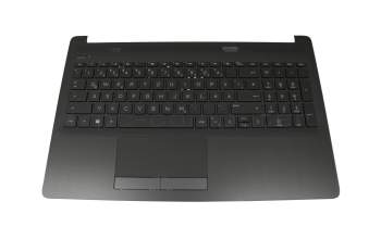 Keyboard incl. topcase DE (german) black/black (brushed metal look) original suitable for HP 15-db0000
