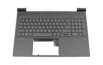 Keyboard incl. topcase DE (german) black/black with backlight (RTX graphics card) original suitable for HP Victus 16-d1000