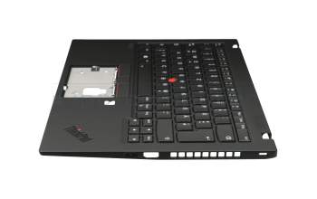 Keyboard incl. topcase DE (german) black/black with backlight and mouse-stick original suitable for Lenovo ThinkPad X1 Carbon 7th Gen (20QD/20QE)