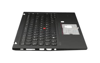 Keyboard incl. topcase DE (german) black/black with backlight and mouse-stick original suitable for Lenovo ThinkPad X1 Carbon 7th Gen (20R1/20R2)