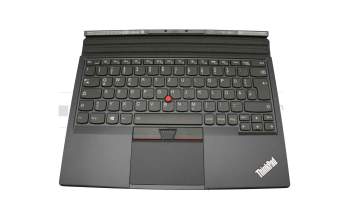 Keyboard incl. topcase DE (german) black/black with backlight and mouse-stick original suitable for Lenovo ThinkPad X1 Tablet Gen 1 (20GG/20GH)