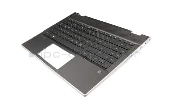 Keyboard incl. topcase DE (german) black/black with backlight original suitable for HP Pavilion x360 14-cd0000