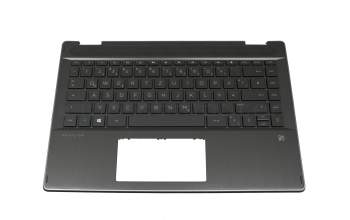Keyboard incl. topcase DE (german) black/black with backlight original suitable for HP Pavilion x360 14-dh0200