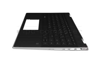 Keyboard incl. topcase DE (german) black/black with backlight original suitable for HP Pavilion x360 14-dh0300