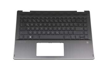 Keyboard incl. topcase DE (german) black/black with backlight original suitable for HP Pavilion x360 14-dh1000