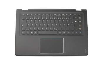 Keyboard incl. topcase DE (german) black/black with backlight original suitable for Lenovo Yoga 3 1470 (80JH)