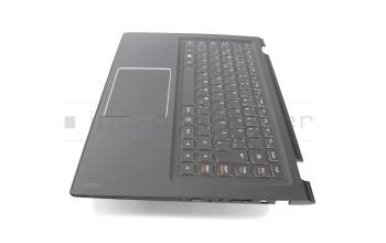 Keyboard incl. topcase DE (german) black/black with backlight original suitable for Lenovo Yoga 3 1470 (80KQ)
