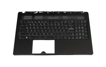 Keyboard incl. topcase DE (german) black/black with backlight original suitable for MSI WS63 8SJ (MS-16K6)