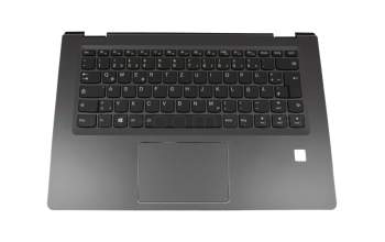 Keyboard incl. topcase DE (german) black/black with backlight with cut-out for FingerPrint readers original suitable for Lenovo Yoga 510-14AST (80S9)