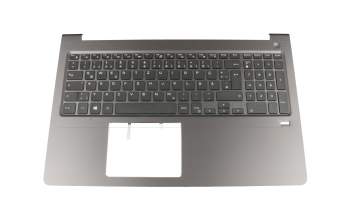 Keyboard incl. topcase DE (german) black/grey with backlight for fingerprint sensor original suitable for Dell Inspiron 15 (5567)