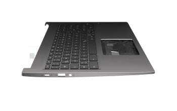 Keyboard incl. topcase DE (german) black/grey with backlight original suitable for Acer Chromebook 715 (CB715-1WT)