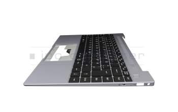 Keyboard incl. topcase DE (german) black/grey with backlight original suitable for Emdoor NS14AR